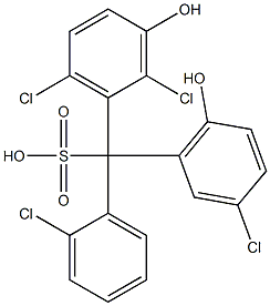 (2-Chlorophenyl)(3-chloro-6-hydroxyphenyl)(2,6-dichloro-3-hydroxyphenyl)methanesulfonic acid Struktur