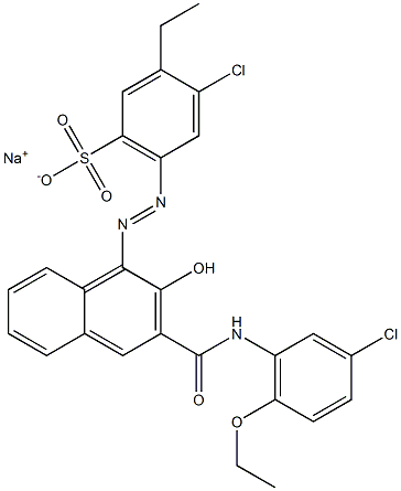 4-Chloro-3-ethyl-6-[[3-[[(3-chloro-6-ethoxyphenyl)amino]carbonyl]-2-hydroxy-1-naphtyl]azo]benzenesulfonic acid sodium salt Struktur