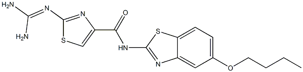 2-(Diaminomethyleneamino)-N-(5-butoxy-2-benzothiazolyl)thiazole-4-carboxamide Struktur