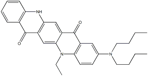 2-(Dibutylamino)-5-ethyl-5,12-dihydroquino[2,3-b]acridine-7,14-dione Struktur