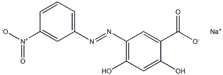 2,4-Dihydroxy-5-[(3-nitrophenyl)azo]benzoic acid sodium salt Struktur