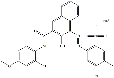 4-Chloro-3-methyl-6-[[3-[[(2-chloro-4-methoxyphenyl)amino]carbonyl]-2-hydroxy-1-naphtyl]azo]benzenesulfonic acid sodium salt Struktur