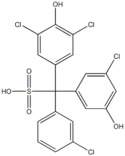 (3-Chlorophenyl)(3-chloro-5-hydroxyphenyl)(3,5-dichloro-4-hydroxyphenyl)methanesulfonic acid Struktur