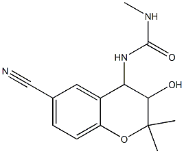 3,4-Dihydro-3-hydroxy-4-(3-methylureido)-2,2-dimethyl-2H-1-benzopyran-6-carbonitrile Struktur