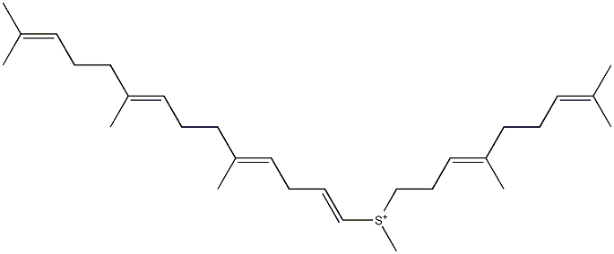 [(3E)-4,8-Dimethyl-3,7-nonadien-1-yl][(4E,8E)-5,9,13-trimethyl-1,4,8,12-tetradecatetren-1-yl](methyl)sulfonium Struktur