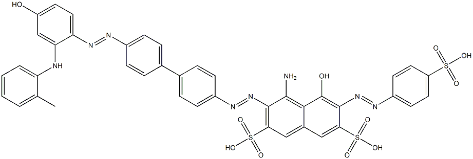 4-Amino-5-hydroxy-3-[[4'-[[4-hydroxy-2-[(2-methylphenyl)amino]phenyl]azo][1,1'-biphenyl]-4-yl]azo]-6-[(4-sulfophenyl)azo]-2,7-naphthalenedisulfonic acid Struktur