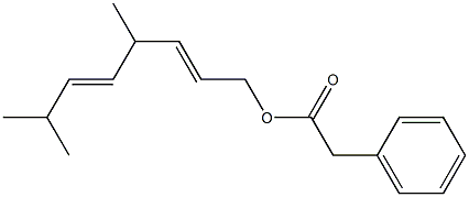 Phenylacetic acid 4,7-dimethyl-2,5-octadienyl ester Struktur