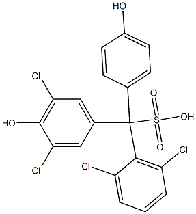 (2,6-Dichlorophenyl)(3,5-dichloro-4-hydroxyphenyl)(4-hydroxyphenyl)methanesulfonic acid Struktur