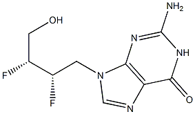 2-Amino-9-[(2S,3R)-2,3-difluoro-4-hydroxybutyl]-1,9-dihydro-6H-purin-6-one Struktur