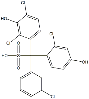 (3-Chlorophenyl)(2-chloro-4-hydroxyphenyl)(2,4-dichloro-3-hydroxyphenyl)methanesulfonic acid Struktur