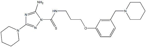 5-Amino-3-piperidino-N-[3-[3-(piperidinomethyl)phenoxy]propyl]-1H-1,2,4-triazole-1-carbothioamide Struktur