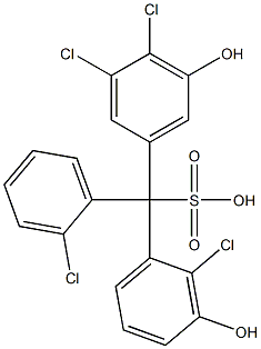 (2-Chlorophenyl)(2-chloro-3-hydroxyphenyl)(3,4-dichloro-5-hydroxyphenyl)methanesulfonic acid Struktur