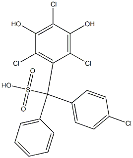 (4-Chlorophenyl)(2,4,6-trichloro-3,5-dihydroxyphenyl)phenylmethanesulfonic acid Struktur