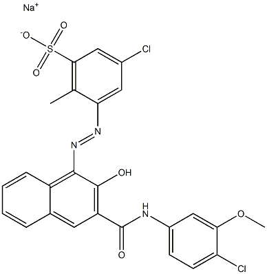 3-Chloro-6-methyl-5-[[3-[[(4-chloro-3-methoxyphenyl)amino]carbonyl]-2-hydroxy-1-naphtyl]azo]benzenesulfonic acid sodium salt Struktur