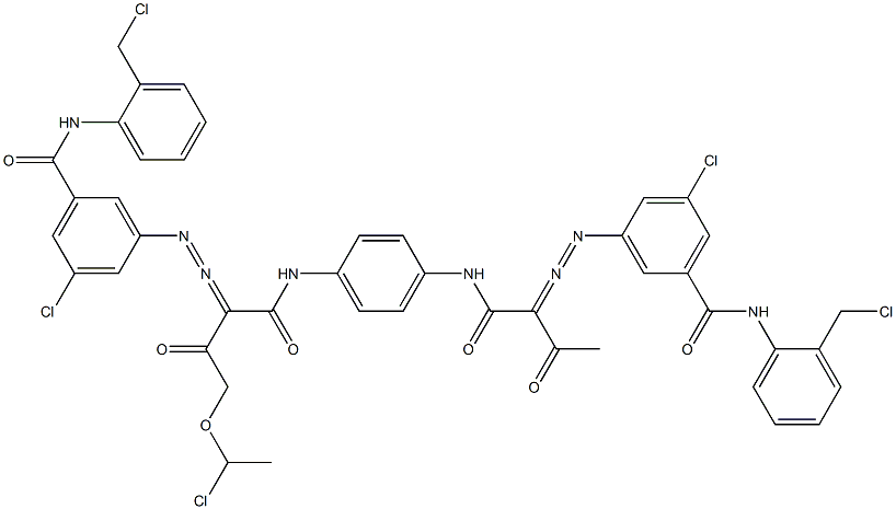 3,3'-[2-[(1-Chloroethyl)oxy]-1,4-phenylenebis[iminocarbonyl(acetylmethylene)azo]]bis[N-[2-(chloromethyl)phenyl]-5-chlorobenzamide] Struktur