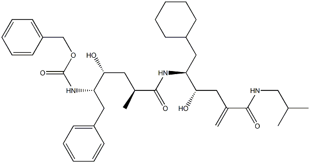 (4S,5S)-6-Cyclohexyl-5-[[(2S,4R,5S)-6-phenyl-5-(benzyloxycarbonylamino)-4-hydroxy-2-methylhexanoyl]amino]-4-hydroxy-2-methylene-N-(2-methylpropyl)hexanamide Struktur