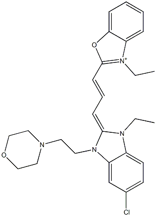 2-[3-[[5-Chloro-1-ethyl-1,3-dihydro-3-(2-morpholinoethyl)-2H-benzimidazol]-2-ylidene]-1-propenyl]-3-ethylbenzoxazolium Struktur