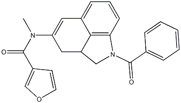 N-Methyl-N-[(1-benzoyl-1,2,2a,3-tetrahydrobenz[cd]indol)-4-yl]furan-3-carboxamide Struktur