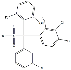 (3-Chlorophenyl)(2,3,4-trichlorophenyl)(2,6-dihydroxyphenyl)methanesulfonic acid Struktur