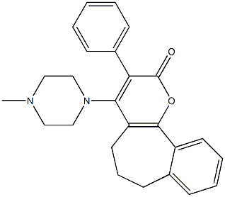 3-Phenyl-4-(4-methyl-1-piperazinyl)-6,7-dihydrobenzo[6,7]cyclohepta[1,2-b]pyran-2(5H)-one Struktur