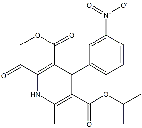 2-Formyl-4-(3-nitrophenyl)-6-methyl-1,4-dihydropyridine-3,5-dicarboxylic acid 3-methyl 5-isopropyl ester Struktur