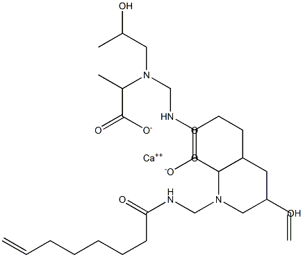 Bis[2-[N-(2-hydroxypropyl)-N-(7-octenoylaminomethyl)amino]propionic acid]calcium salt Struktur