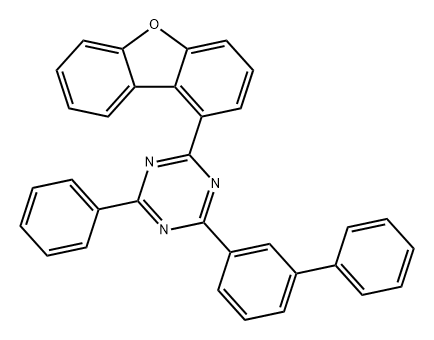 2-([1,1'-Biphenyl]-3-yl)-4-(dibenzo[b,d]furan-1-yl)-6-phenyl-1,3,5-triazine Struktur