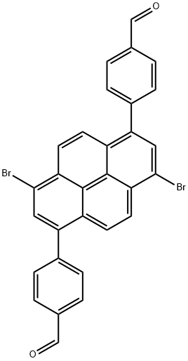 4,4'-(3,8-dibromopyrene-1,6-diyl)dibenzaldehyde Struktur