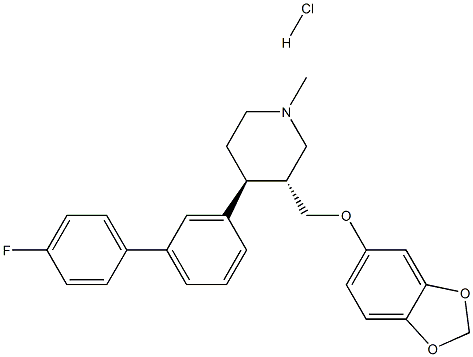 (trans)-3-((benzo[d][1,3]dioxol-5-yloxy)methyl)-4-(4'-fluoro-[1,1'- biphenyl]-3-yl)-1-methylpiperidine hydrochloride Struktur