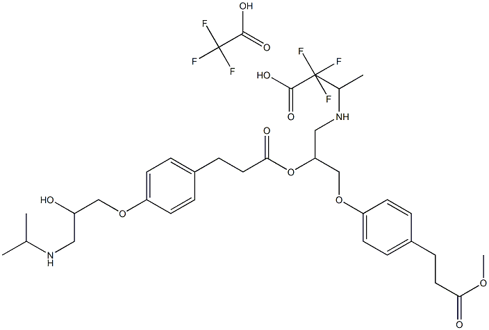 1-(isopropylamino)-3-(4-(3-methoxy-3-oxopropyl)phenoxy)propan- 2-yl 3-(4-(2-hydroxy-3-(isopropylamino)propoxy)phenyl) propanoate bis(2,2,2-trifluoroacetate) Struktur