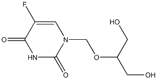 1-((1,3-dihydroxy-2-propoxy)methyl)-5-fluorouracil Struktur