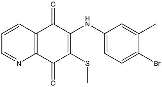 6-(N-(4-bromo-3-methylphenyl)amino)-7-methylthio-5,8-quinolinedione Struktur