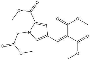 dimethyl-2-((2-(methoxycarbonyl)-1-(methoxycarbonylmethyl)pyrrol-4-yl)methylene)propanedioate Struktur