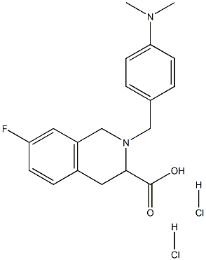 2-(4-dimethylamino-benzyl)-7-fluoro-1,2,3,4-tetrahydro-isoquinoline-3-carboxylic acid dihydrochloride Struktur