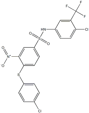 N1-[4-chloro-3-(trifluoromethyl)phenyl]-4-[(4-chlorophenyl)thio]-3-nitrobenzene-1-sulfonamide Struktur