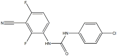 N-(4-chlorophenyl)-N'-(3-cyano-2,4-difluorophenyl)urea Struktur