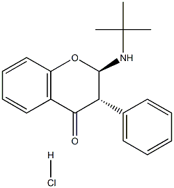 (2R,3S)-2-(tert-butylamino)-3-phenyl-3,4-dihydro-2H-4-chromenone hydrochloride Struktur