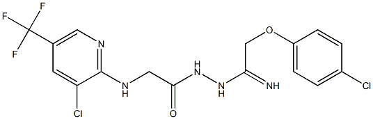 N'-[2-(4-chlorophenoxy)ethanimidoyl]-2-{[3-chloro-5-(trifluoromethyl)-2-pyridinyl]amino}acetohydrazide Struktur