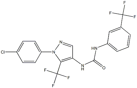 N-[1-(4-chlorophenyl)-5-(trifluoromethyl)-1H-pyrazol-4-yl]-N'-[3-(trifluoromethyl)phenyl]urea Struktur