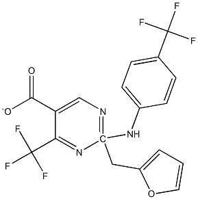 2-furylmethyl 4-(trifluoromethyl)-2-[4-(trifluoromethyl)anilino]pyrimidine-5-carboxylate Struktur