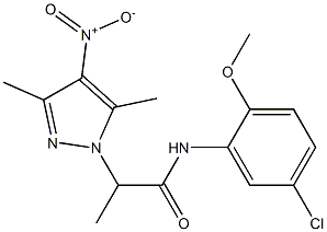 N-(5-chloro-2-methoxyphenyl)-2-(3,5-dimethyl-4-nitro-1H-pyrazol-1-yl)propanamide Struktur