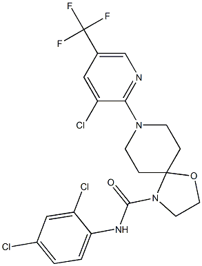 8-[3-chloro-5-(trifluoromethyl)-2-pyridinyl]-N-(2,4-dichlorophenyl)-1-oxa-4,8-diazaspiro[4.5]decane-4-carboxamide Struktur