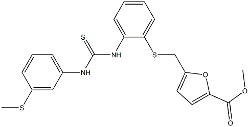 methyl 5-({[2-({[3-(methylthio)anilino]carbothioyl}amino)phenyl]thio}methyl)-2-furoate Struktur