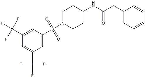 N-(1-{[3,5-bis(trifluoromethyl)phenyl]sulfonyl}piperidin-4-yl)-2-phenylacetamide Struktur