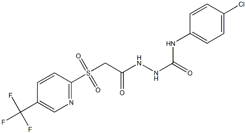 N1-(4-chlorophenyl)-2-(2-{[5-(trifluoromethyl)-2-pyridyl]sulfonyl}acetyl)hydrazine-1-carboxamide Struktur