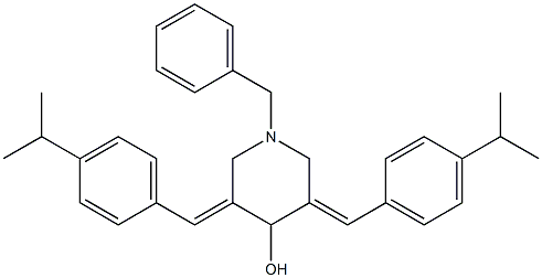 1-benzyl-3,5-bis[(E)-(4-isopropylphenyl)methylidene]-4-piperidinol Struktur