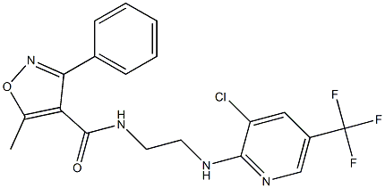 N-(2-{[3-chloro-5-(trifluoromethyl)-2-pyridinyl]amino}ethyl)-5-methyl-3-phenyl-4-isoxazolecarboxamide Struktur