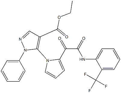 ethyl 5-(2-{2-oxo-2-[2-(trifluoromethyl)anilino]acetyl}-1H-pyrrol-1-yl)-1-phenyl-1H-pyrazole-4-carboxylate Struktur