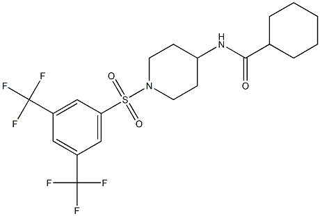 N-(1-{[3,5-bis(trifluoromethyl)phenyl]sulfonyl}piperidin-4-yl)cyclohexanecarboxamide Struktur