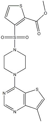 methyl 3-{[4-(7-methylthieno[3,2-d]pyrimidin-4-yl)piperazino]sulfonyl}thiophene-2-carboxylate Struktur